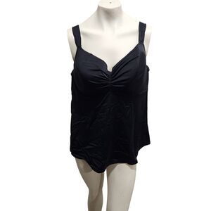 Swim by Cacique Tankini Top Womens SZ 40 DDD Black Full Coverage Summer Casual